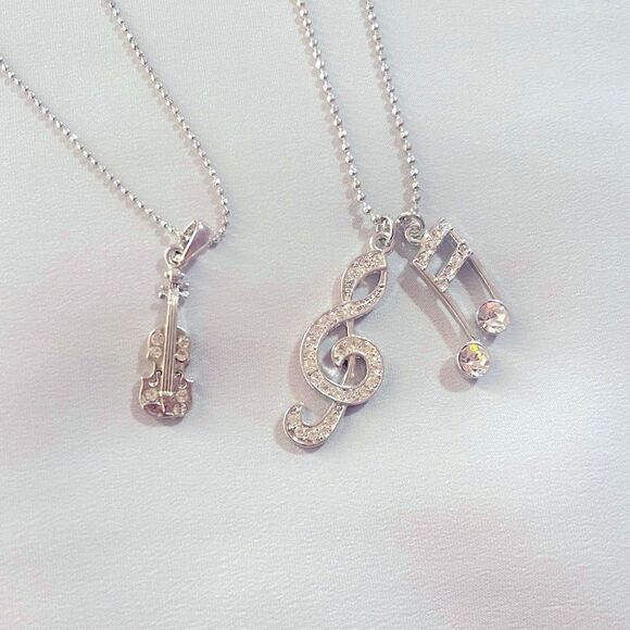 Musical Silver Tone Necklaces - Picture 1 of 5